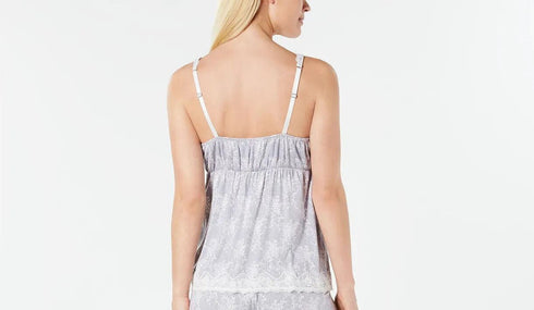 Charter Club Lace-Trimmed Soft Printed Knit Pajama Top Size Small